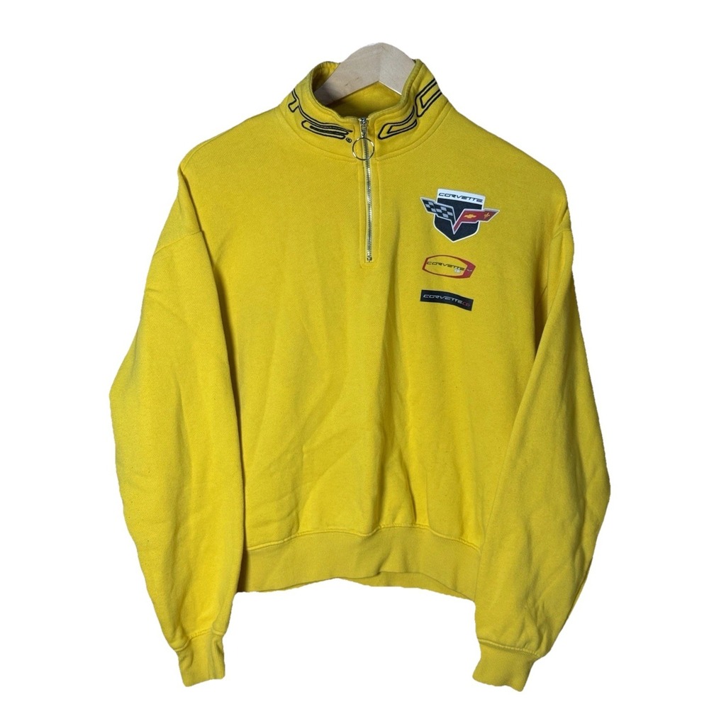 Women's CORVETTE GM Official Pullover 1/4 Zip Sweatshirt Size Medium Yellow